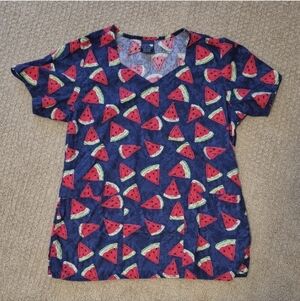 Zoe+Chloe Women's Watermelon Print Scrub Top